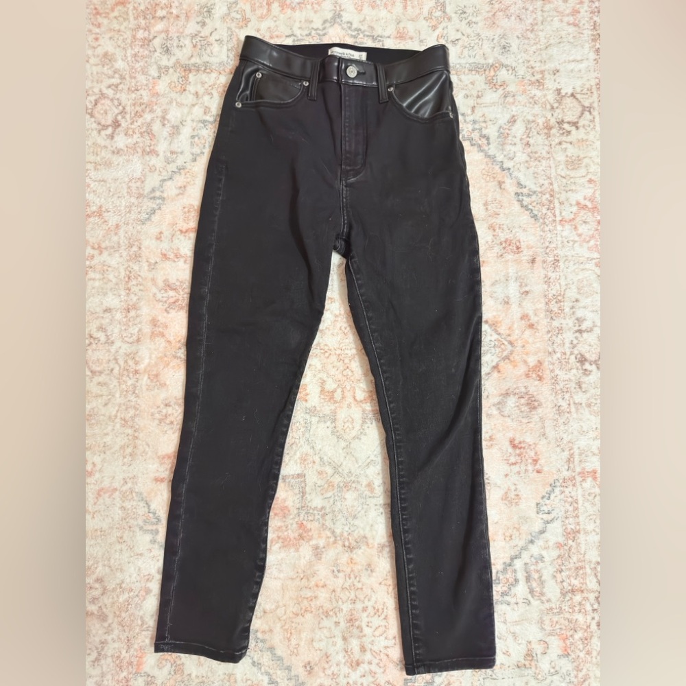 Abercrombie & Fitch black ultra-skinny jeans with faux-leather detail